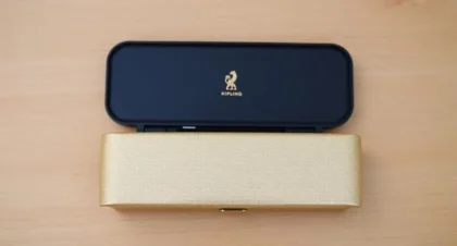 kipling 100 pens case starry gold metallic