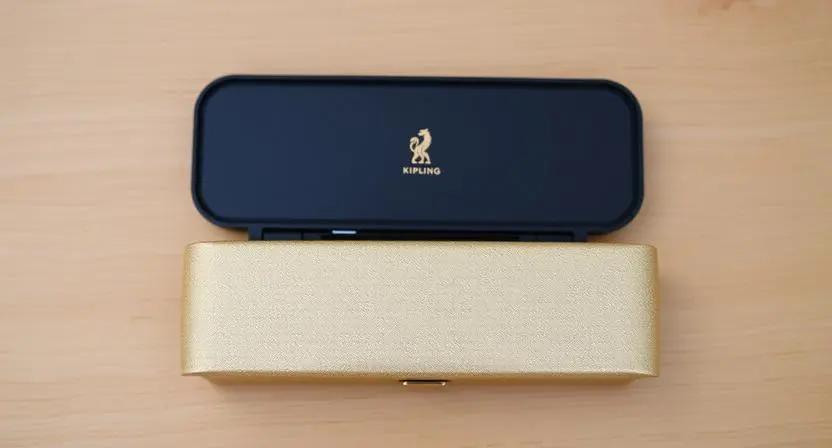 kipling 100 pens case starry gold metallic